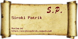 Siroki Patrik névjegykártya